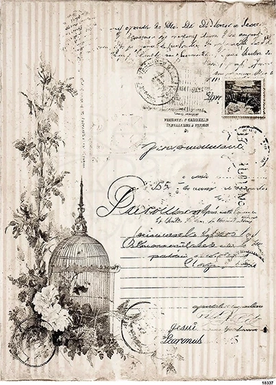 Papier ryżowy do decoupage A4 Grafika - elementy retro i klatka 18337
