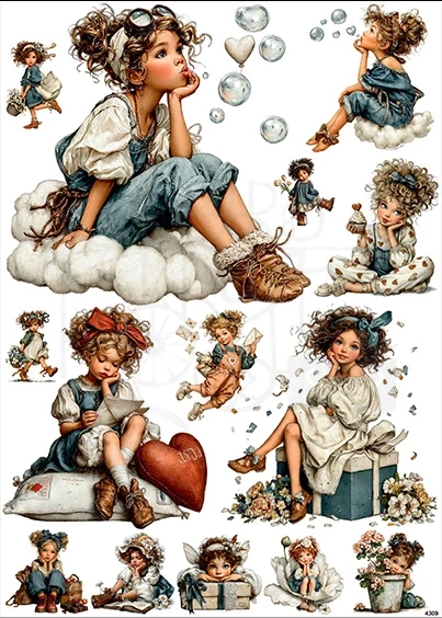 Papier ryżowy do decoupage A4 Dziewczynki 4309