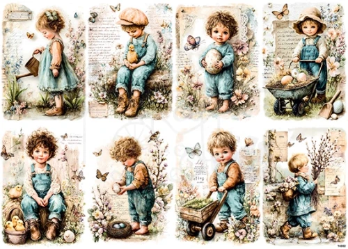 Papier ryżowy do decoupage A4 Wielkanoc - dzieci 4302