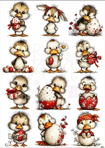 Papier ryżowy do decoupage A4 Gąski i jajka pisanki 4351