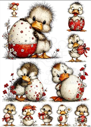 Papier ryżowy do decoupage A4 Gąski i jajka pisanki 4352