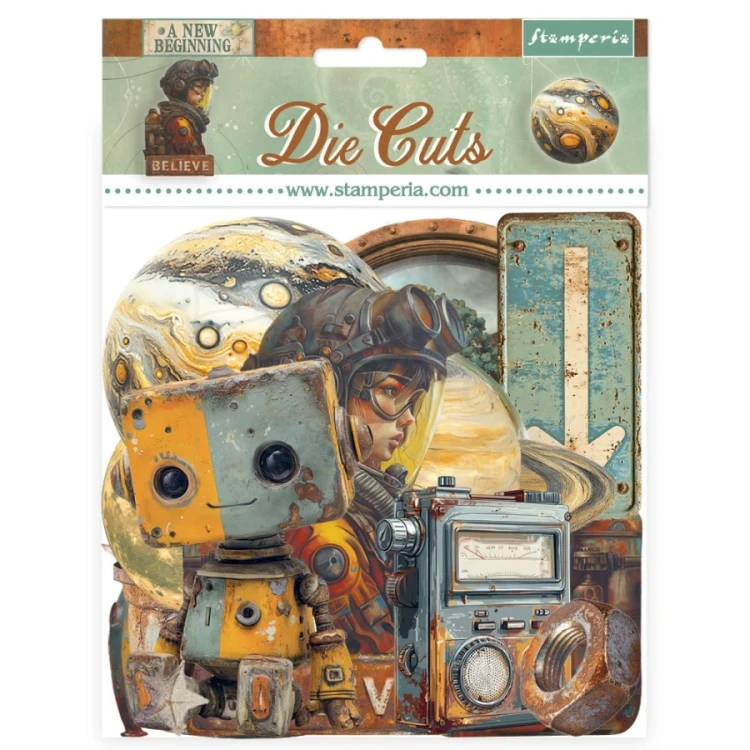 Ozdoby kształty tekturowe Die Cuts A New Beginning 45 szt DFLDC129 Stamperia