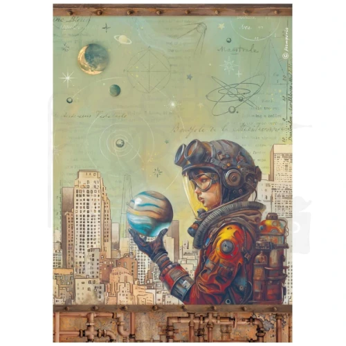 Papier ryżowy do decoupage A4 A New Beginning Ocal planetę DFSA41108 Stamperia