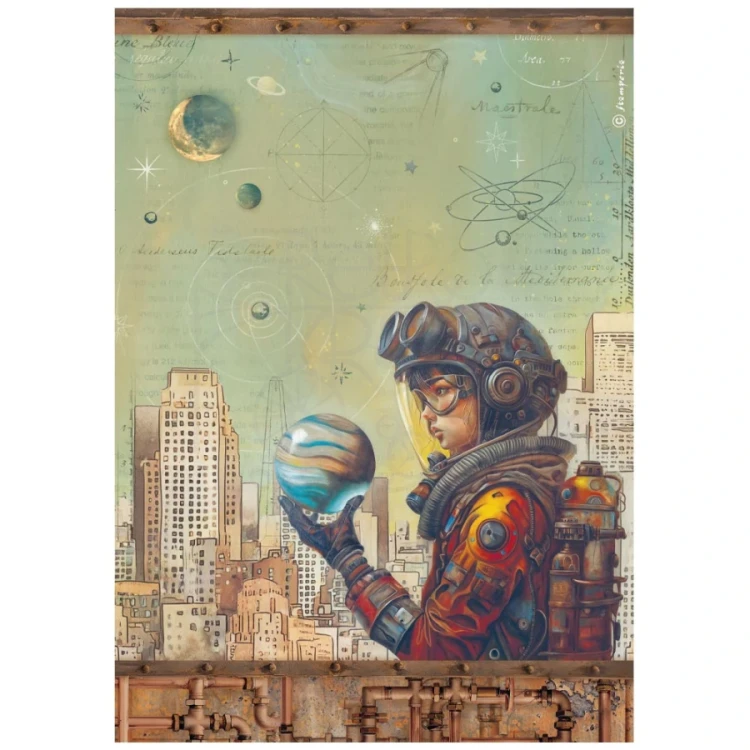 Papier ryżowy do decoupage A4 A New Beginning Ocal planetę DFSA41108 Stamperia