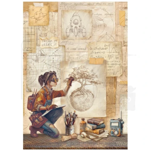 Papier ryżowy do decoupage A4 A New Beginning Szkic DFSA41105 Stamperia