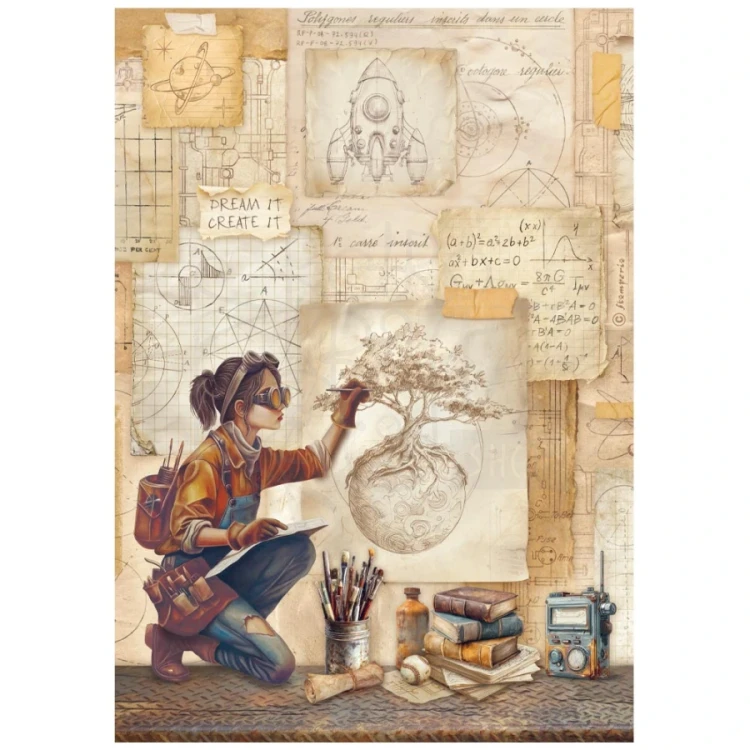 Papier ryżowy do decoupage A4 A New Beginning Szkic DFSA41105 Stamperia
