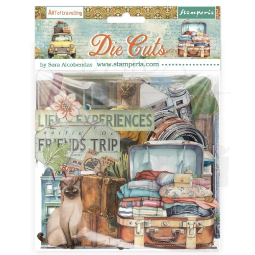 Ozdoby kształty tekturowe Die Cuts Art of Travelling 37 szt DFLDC131 Stamperia