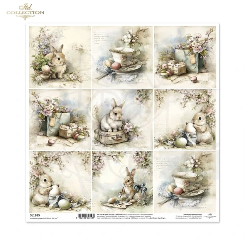 Papier do scrapbookingu 30x30 Wielkanoc - zające retro SL1985 ITD Collection