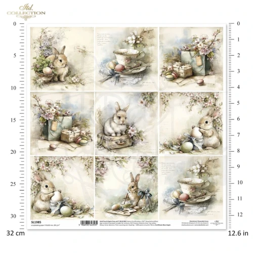 Papier do scrapbookingu 30x30 Wielkanoc - zające retro SL1985 ITD Collection