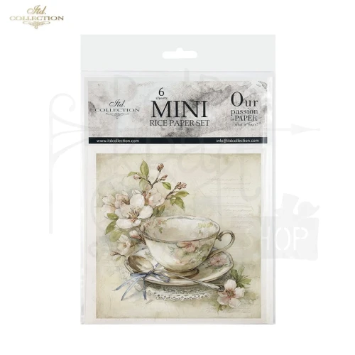 Zestaw papierów ryżowych do decoupage 14.8x14.8 Wielkanoc - zające i filiżanki retro RSM244 ITD Collection