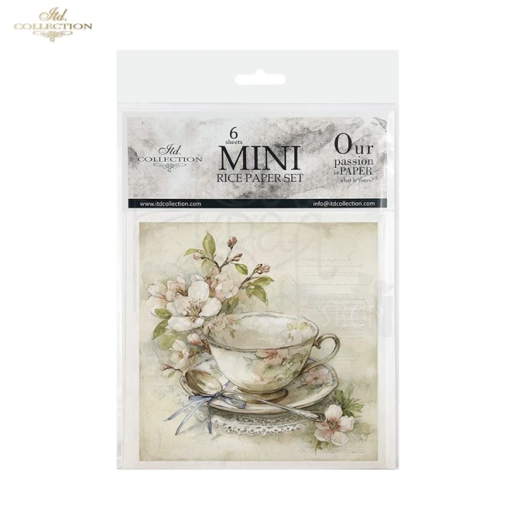 Zestaw papierów ryżowych do decoupage 14.8x14.8 Wielkanoc - zające i filiżanki retro RSM244 ITD Collection