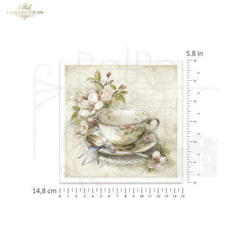 Zestaw papierów ryżowych do decoupage 14.8x14.8 Wielkanoc - zające i filiżanki retro RSM244 ITD Collection