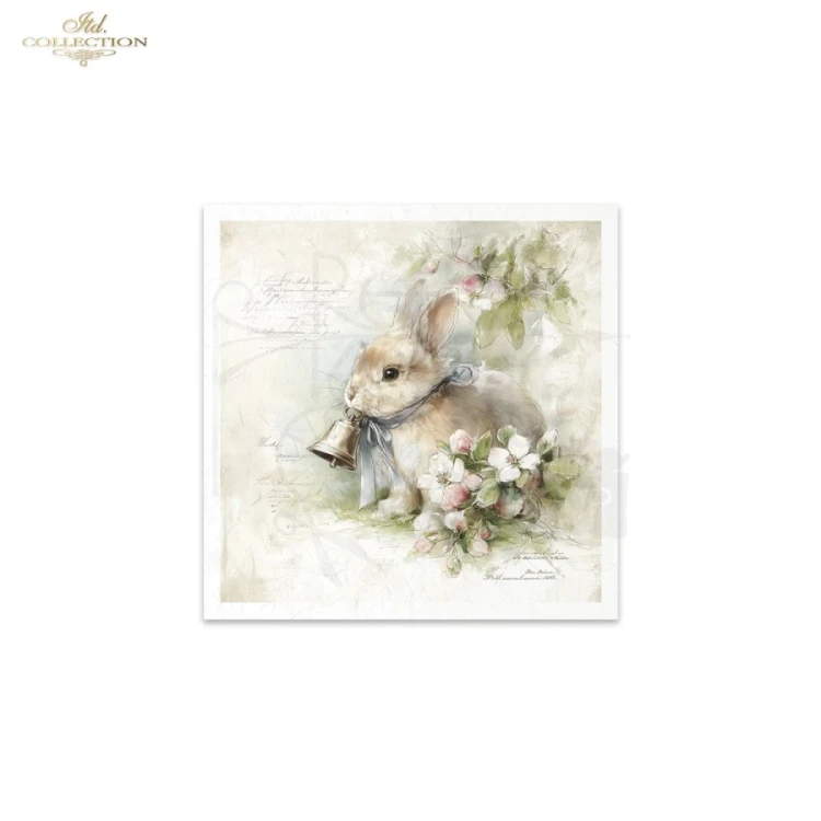 Zestaw papierów ryżowych do decoupage 14.8x14.8 Wielkanoc - zające i filiżanki retro RSM244 ITD Collection
