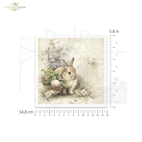 Zestaw papierów ryżowych do decoupage 14.8x14.8 Wielkanoc - zające retro RSM245 ITD Collection