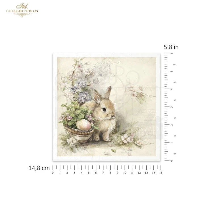 Zestaw papierów ryżowych do decoupage 14.8x14.8 Wielkanoc - zające retro RSM245 ITD Collection