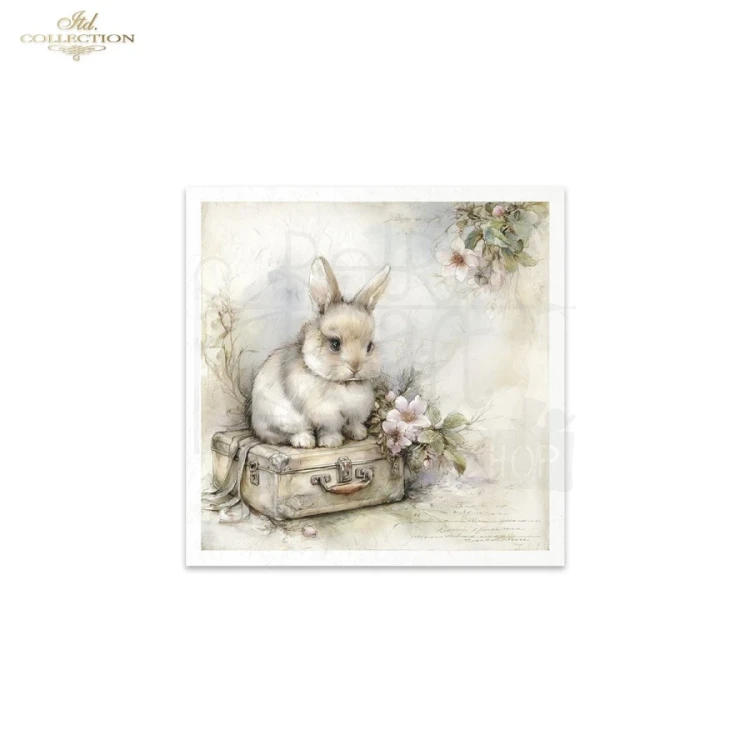 Zestaw papierów ryżowych do decoupage 14.8x14.8 Wielkanoc - zające retro RSM245 ITD Collection