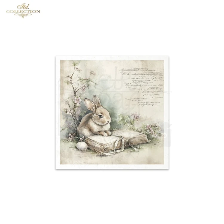 Zestaw papierów ryżowych do decoupage 14.8x14.8 Wielkanoc - zające retro RSM245 ITD Collection