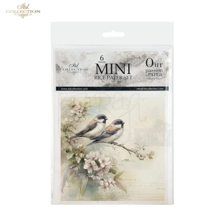 Zestaw papierów ryżowych do decoupage 14.8x14.8 Wielkanoc - ptaki i dzwonki retro RSM246 ITD Collection