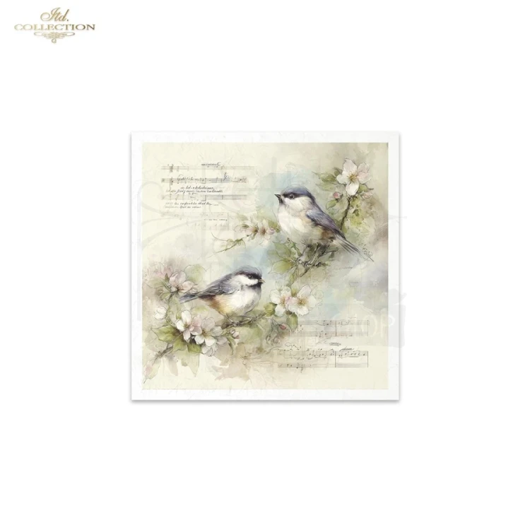 Zestaw papierów ryżowych do decoupage 14.8x14.8 Wielkanoc - ptaki i dzwonki retro RSM246 ITD Collection