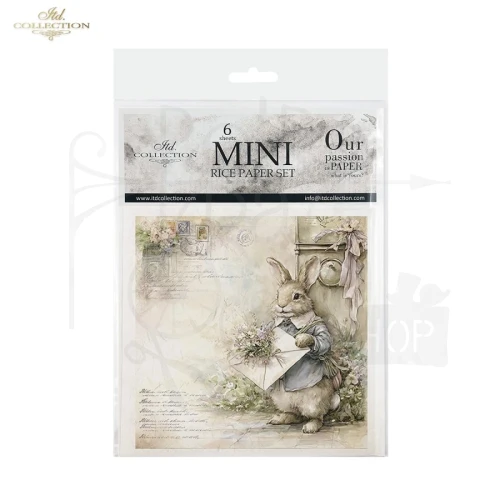 Zestaw papierów ryżowych do decoupage 14.8x14.8 Wielkanoc - zające retro RSM247 ITD Collection