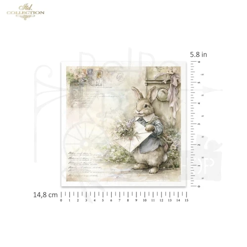 Zestaw papierów ryżowych do decoupage 14.8x14.8 Wielkanoc - zające retro RSM247 ITD Collection