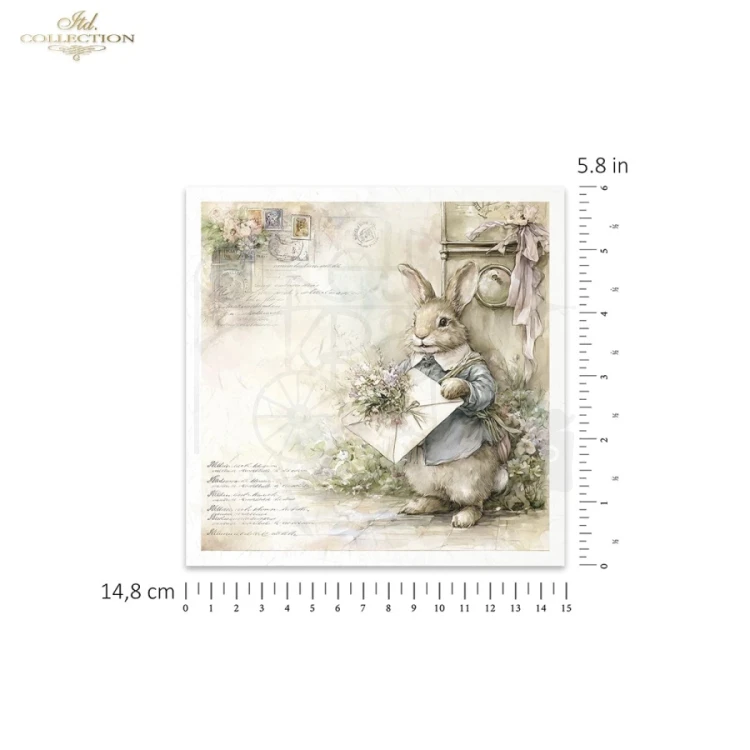 Zestaw papierów ryżowych do decoupage 14.8x14.8 Wielkanoc - zające retro RSM247 ITD Collection