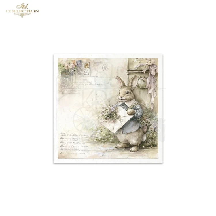 Zestaw papierów ryżowych do decoupage 14.8x14.8 Wielkanoc - zające retro RSM247 ITD Collection