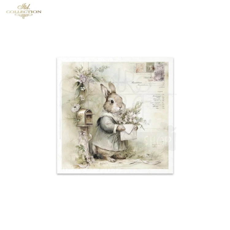 Zestaw papierów ryżowych do decoupage 14.8x14.8 Wielkanoc - zające retro RSM247 ITD Collection