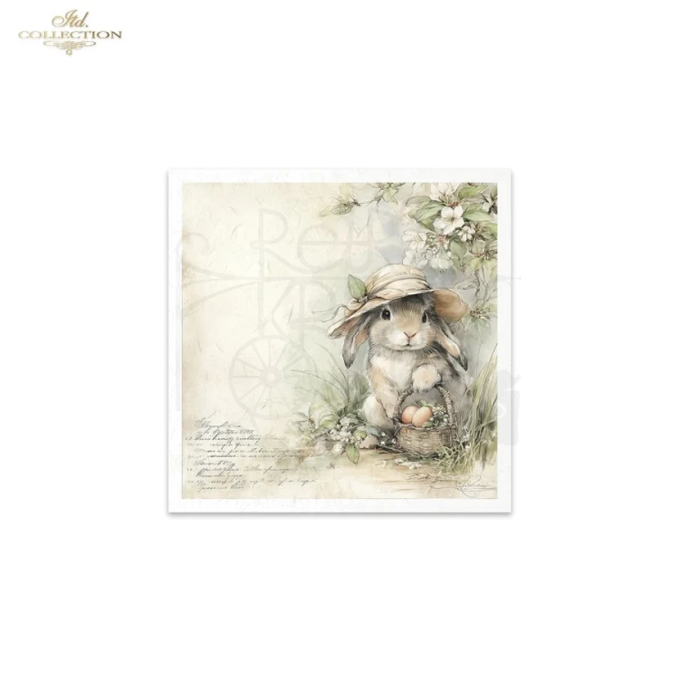 Zestaw papierów ryżowych do decoupage 14.8x14.8 Wielkanoc - zające retro RSM247 ITD Collection