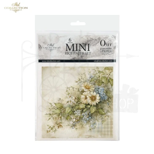 Zestaw papierów ryżowych do decoupage 14.8x14.8 Wiosna - kwiaty wianki i okna retro RSM250 ITD Collection