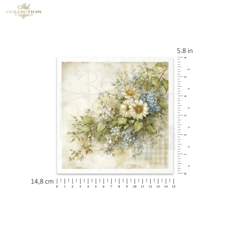 Zestaw papierów ryżowych do decoupage 14.8x14.8 Wiosna - kwiaty wianki i okna retro RSM250 ITD Collection
