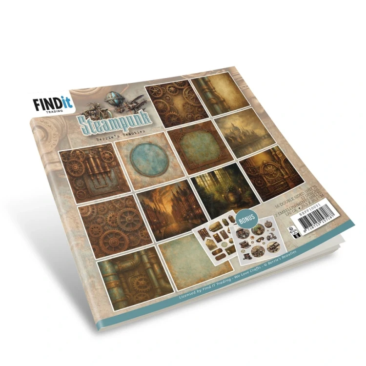 Zestaw papierów do scrapbookingu 20x20 Steampunk 18 arkuszy BBPP10031 Find it Trading