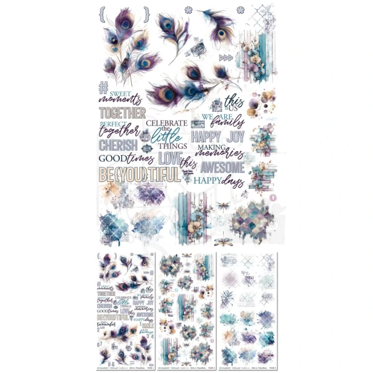 Rub-on transfer 15x30 Plume and Petal 3 arkusze DPP-35209 49 and Market