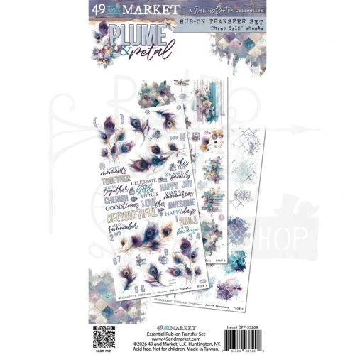 Rub-on transfer 15x30 Plume and Petal 3 arkusze DPP-35209 49 and Market
