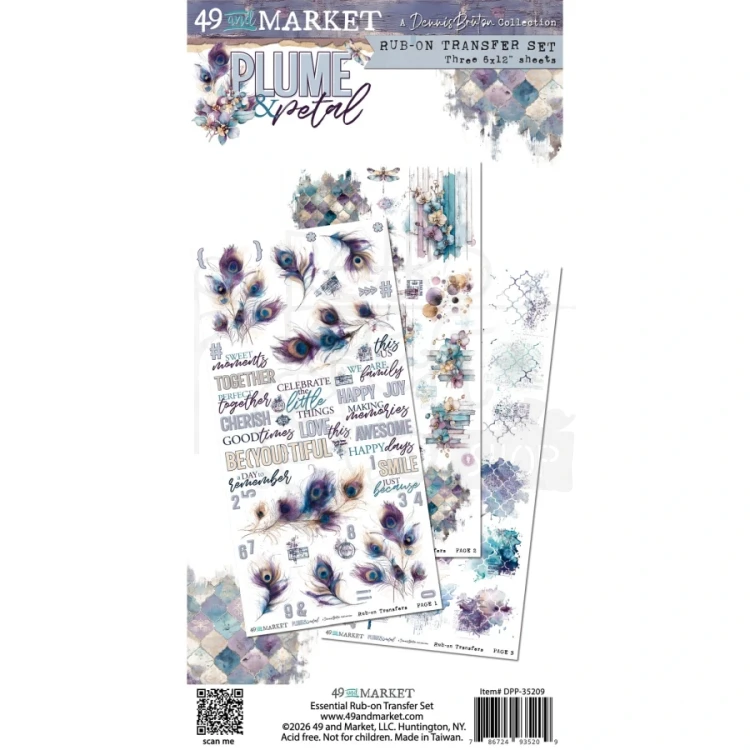 Rub-on transfer 15x30 Plume and Petal 3 arkusze DPP-35209 49 and Market