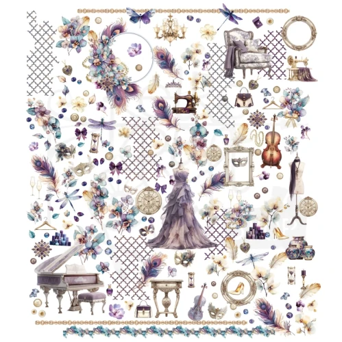 Ozdoby papierowe die-cuts Plume and Petal Laser Cut Elements 198 szt DPP-35216 49 and Market