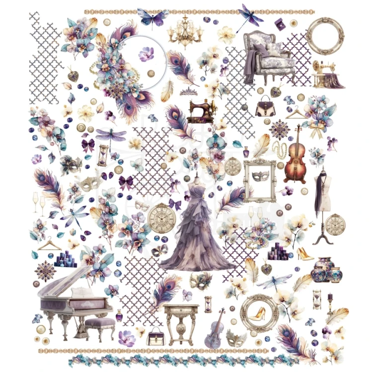 Ozdoby papierowe die-cuts Plume and Petal Laser Cut Elements 198 szt DPP-35216 49 and Market