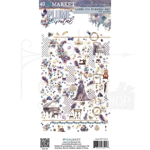 Ozdoby papierowe die-cuts Plume and Petal Laser Cut Elements 198 szt DPP-35216 49 and Market