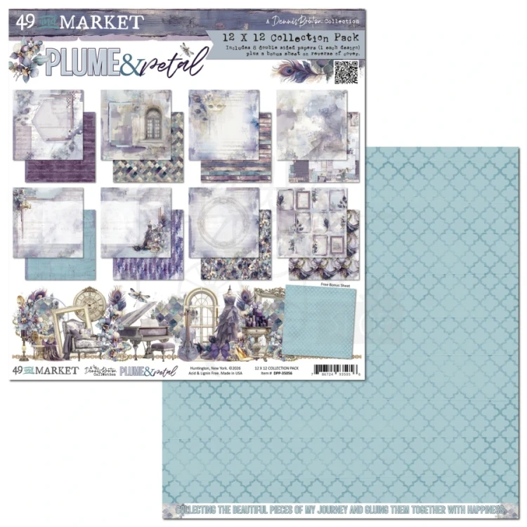 Zestaw papierów do scrapbookingu 30x30 Plume and Petal 8 arkuszy DPP-35056 49 and Market