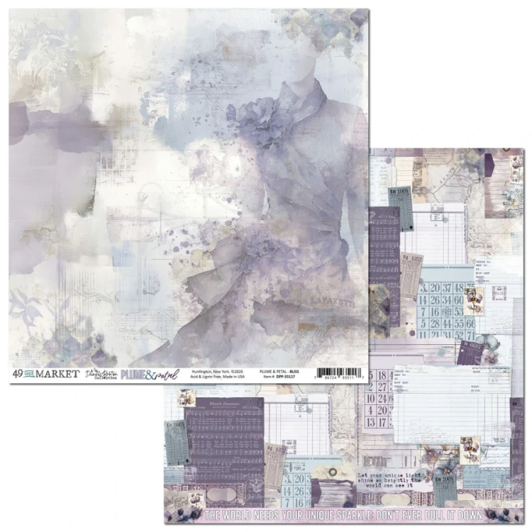 Zestaw papierów do scrapbookingu 30x30 Plume and Petal 8 arkuszy DPP-35056 49 and Market