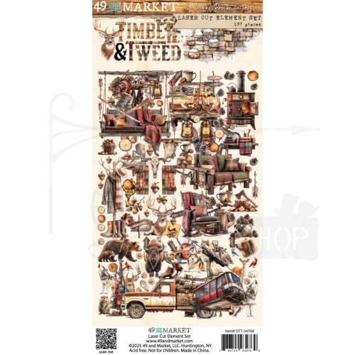 Ozdoby papierowe die-cuts Timber and Tweed Laser Cut Elements 137 szt DTT-34769 49 and Market