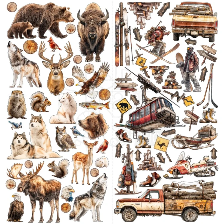 Ozdoby papierowe die-cuts Timber and Tweed Laser Cut Elements 137 szt DTT-34769 49 and Market