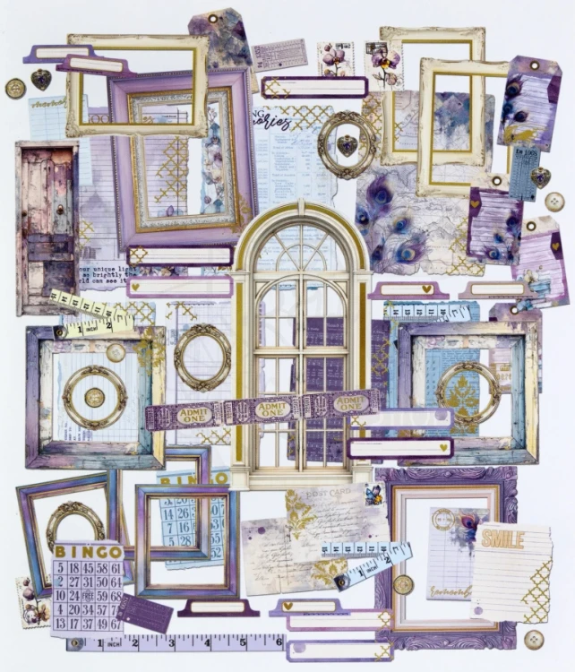 Ozdoby papierowe die-cuts Plume and Petal Ephemera and Frames 69 szt DPP-35223 49 and Market