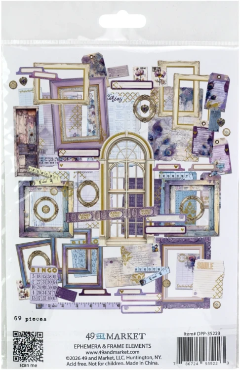 Ozdoby papierowe die-cuts Plume and Petal Ephemera and Frames 69 szt DPP-35223 49 and Market
