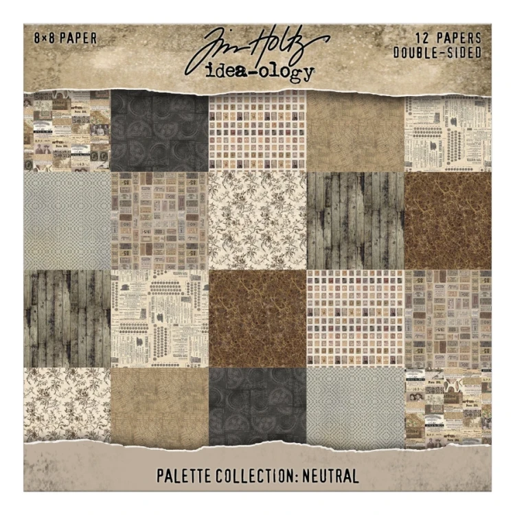 Zestaw papierów do scrapbookingu 20x20 Palette Collection: Neutral 12 arkuszy TH94473 Tim Holtz