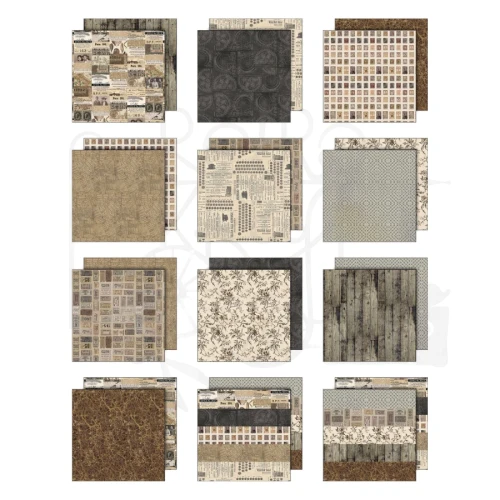 Zestaw papierów do scrapbookingu 20x20 Palette Collection: Neutral 12 arkuszy TH94473 Tim Holtz