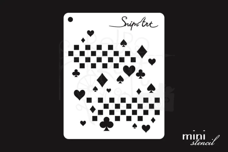 Szablon maska 8x10 Mini Stencil - Karty i Szachownica - Maska 28407 SnipArt