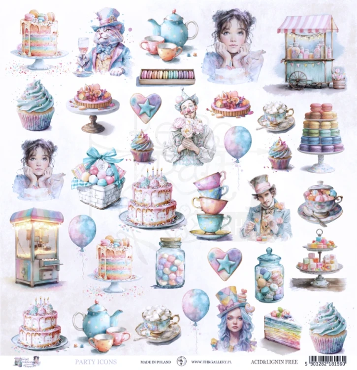 Papier do scrapbookingu 30x30 Sweet Celebration - Party Icons UHK Gallery