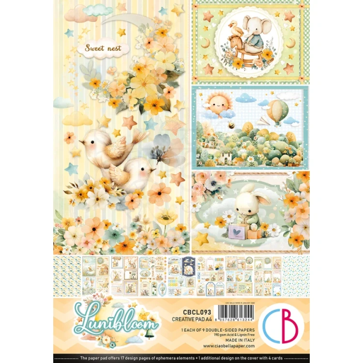 Zestaw papierów do scrapbookingu A4 Lunibloom 9 arkuszy CBCL093 Ciao Bella