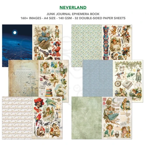 Zestaw A4 Junk Journal &amp; Ephemera Book Neverland 32 arkusze CBB021 Ciao Bella